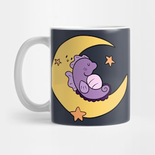 Purple Seahorse Sleeping on a Crescent Moon Mug